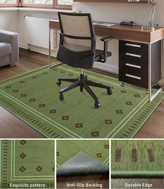 chakme Office Chair Mat for Hardwood Floor, 48"x36" Easy Glide Computer Desk Mat Protector for Rolling Chair Under Desk Rug Nonslip Backing, Machine Wash, (Southwestern Sage)