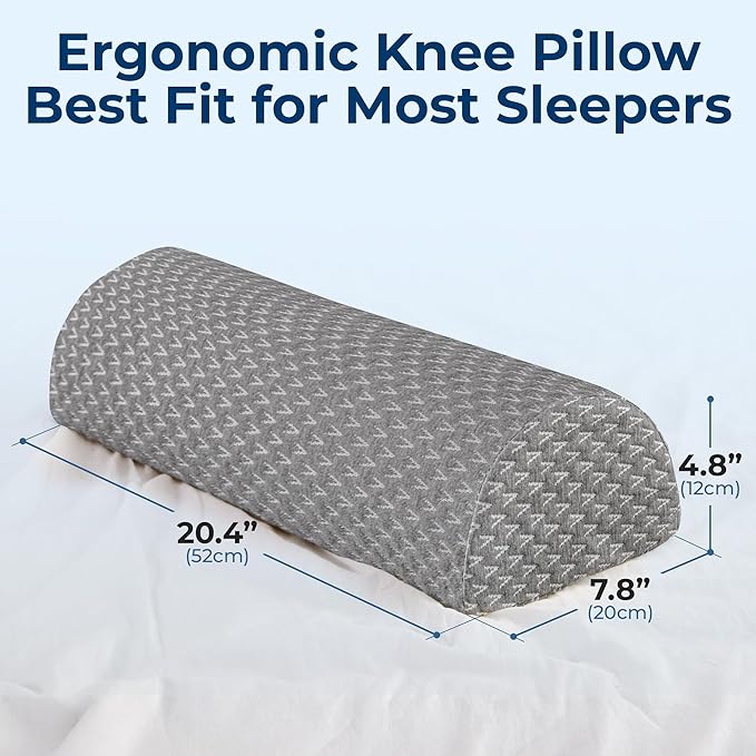 5 STARS UNITED Knee Pillow for Back Sleeping – Half Moon Bolster Pillow for Legs, Under Knee Pillow for Sleeping on Back, Memory Foam Leg Pillow for Back Pain, Gray