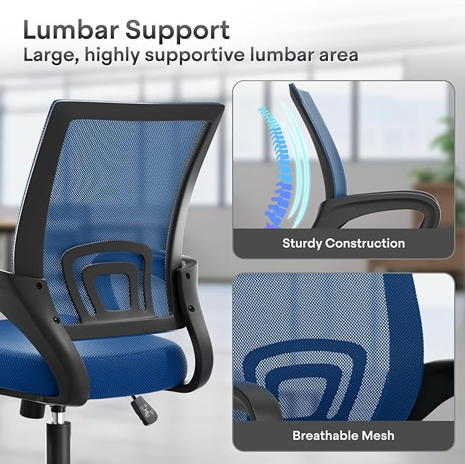 Athena Collection Office Chair - 330Lbs, Breathable Mesh Desk Chair Thickness Cushion with Lumbar Support & Armrest, Rolling Swivel Adjustable Tilt Lock for Home Office/Gaming, Bedroom Study