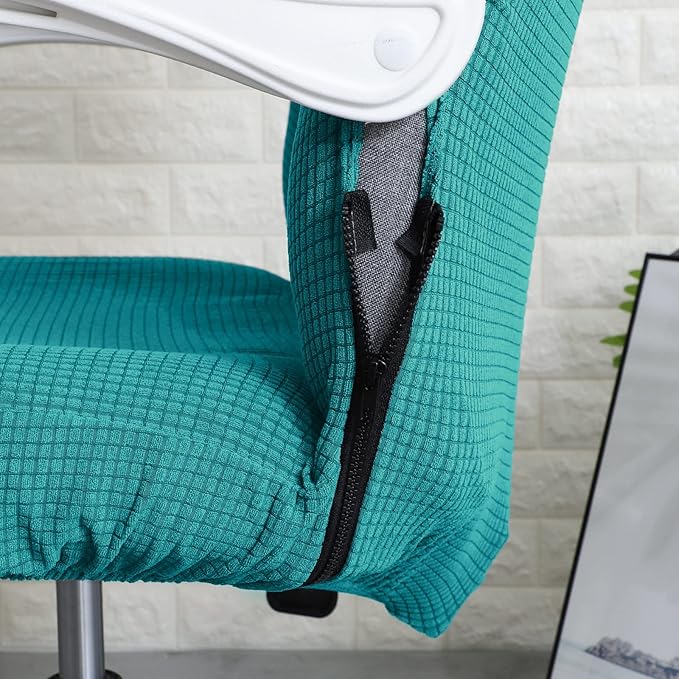 FORCHEER Office Chair Cover Water Repellent Jacquard Armrest Swivel Chair Slipcovers Removable Stretch Universal Computer Chair Cover L with Chair Arm Cover 2P-Teal