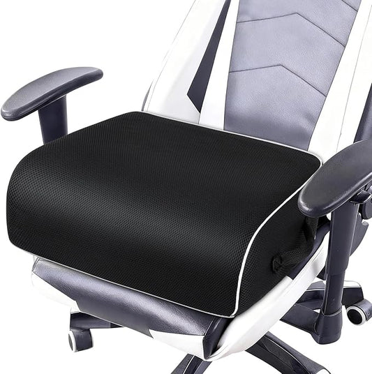 Thick Chair Cushions, Office Booster Seat Cushion to Tailbone Pain Relief, Non Slip Memory Thick Foam Cushion with Carry Handle 6"-Black