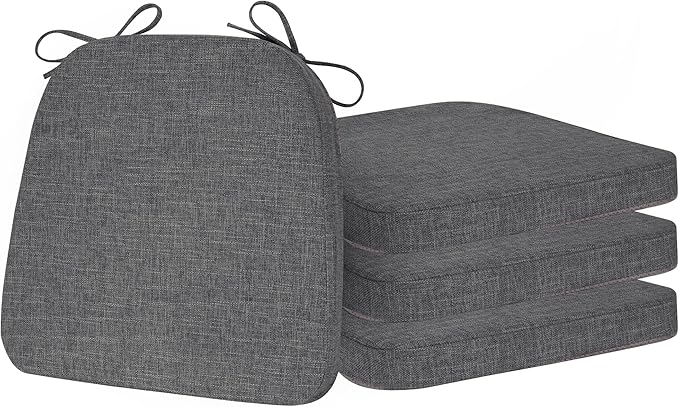 ELFJOY Chair Cushions for Dining Chairs Non Slip Chair Pads Set of 4 Seat Cushions with Ties Indoor 16.7" x 16" Dark Green