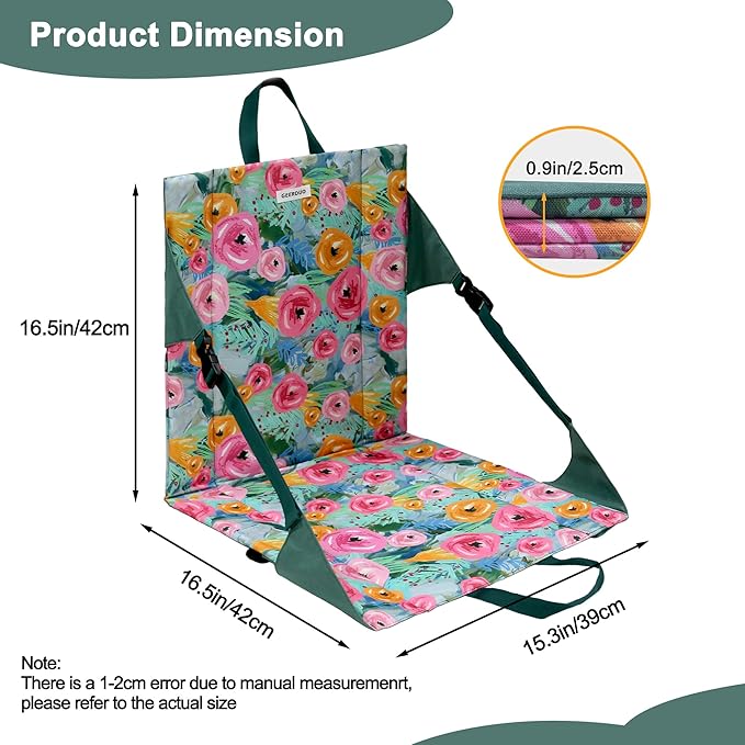 Folding Stadium Seat Cushion with Backrest, Portable Bleacher Pad for Camping,Lightweight Chair with Backrest for Outdoor Sports Concerts