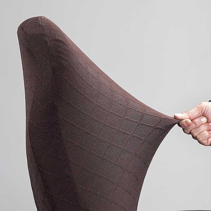 Melaluxe Stretch Jacquard Office Chair Cover, Removable Washable Desk Chair Cover Rotating Chair Seat Slipcover, Coffee