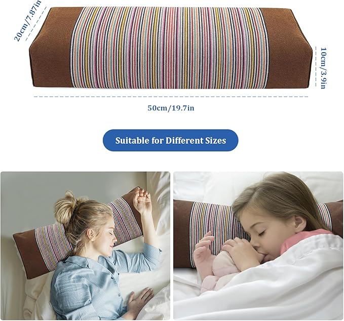 Adjustable Buckwheat Hull Pillow for Neck Pain Relief (21x8x4in) Natural Cooling Cervical Support Bed Pillow for Side & Back Sleepers with Night Sweats (Brown)