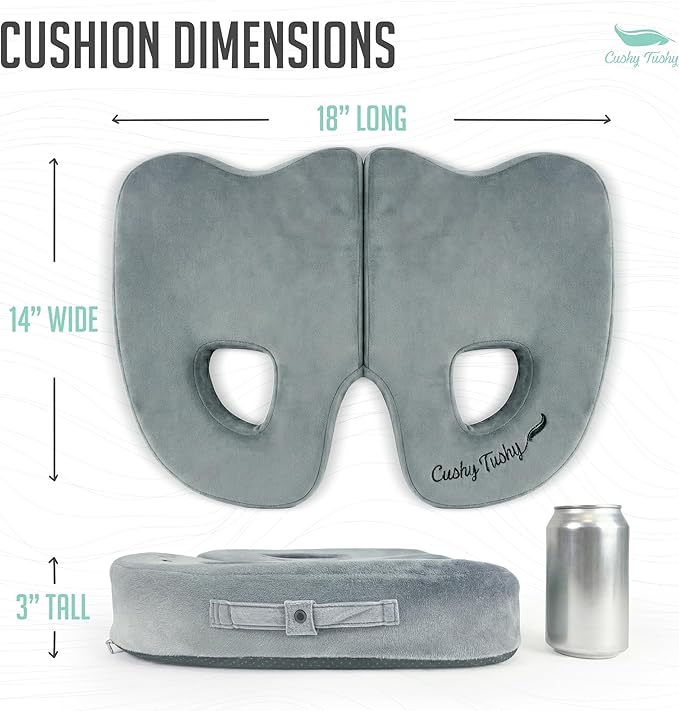 Cushy Tushy Premium Foldable Piriformis Seat Cushion - Piriformis Pain and Sciatic Pain Relief Cushion - for Home & Office Use, Perfect for Travel or Driving
