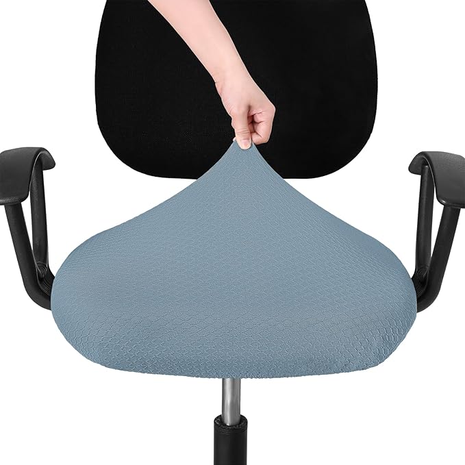Smiry Stretch Jacquard Office Computer Chair Seat Covers, Removable Washable Anti-dust Desk Chair Seat Cushion Protectors - Airy Blue