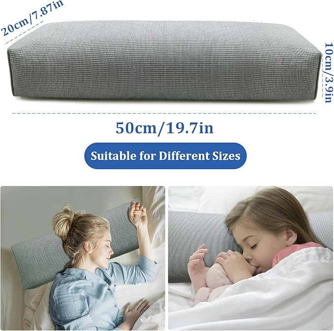 Buckwheat Pillow & Cervical Pillows for Sleeping (21x8x3inch) 100% Organic Coarse Cloth Package w Organic Buckwheat Hulls, Natural Cooling Technology and Relieve Cervical Pain. (C-Gray)