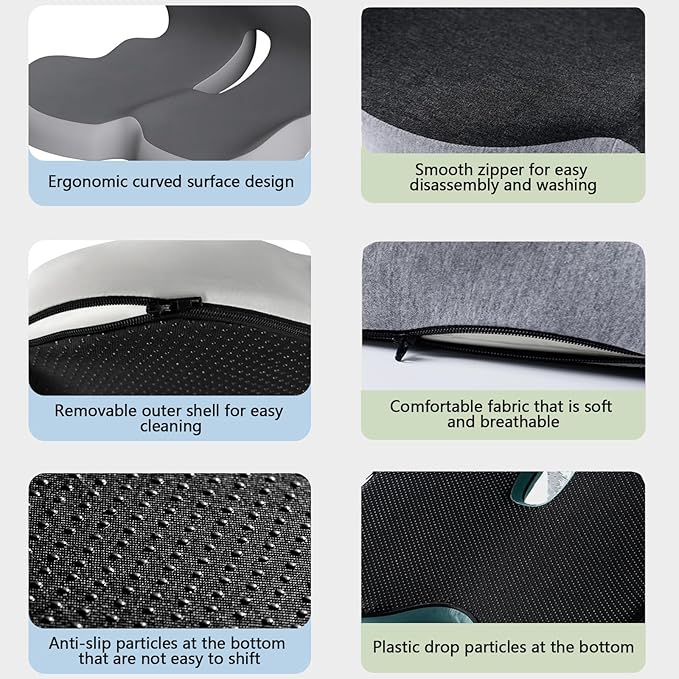Orthopedic Cushion, Seat Cushion - Car Cushion with L Shaped Ergonomic Design, Memory Foam Seat Cushion for Office Chair, Car and Gaming Seat