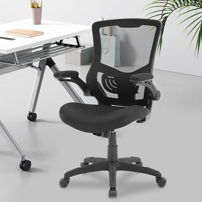 PayLessHere Office Chair Ergonomic Mesh Back Computer Chair Breathable Lumbar Supports Flip Up Armrest with Adjustable 360 Degree Desk Chair for Home Office Gaming (Black)