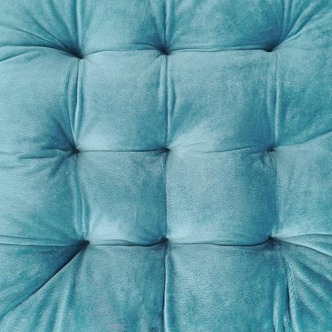 ELFJOY 4 Pack Chair Cushions for Dining Chairs Chair Pads Cushion for Kitchen Office Tufted Square Seat Cushion with Ties (16" Blue Velvet)