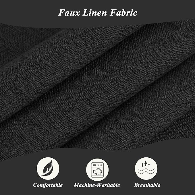 Rocking Chair Cushion Set with Machine Washable Cover Non-Slip Rocking Chair Cushions Indoor Seat and Back Pads with Ties 1 Pack, 2 Piece Set, 20"x 17"x 2" (Black)