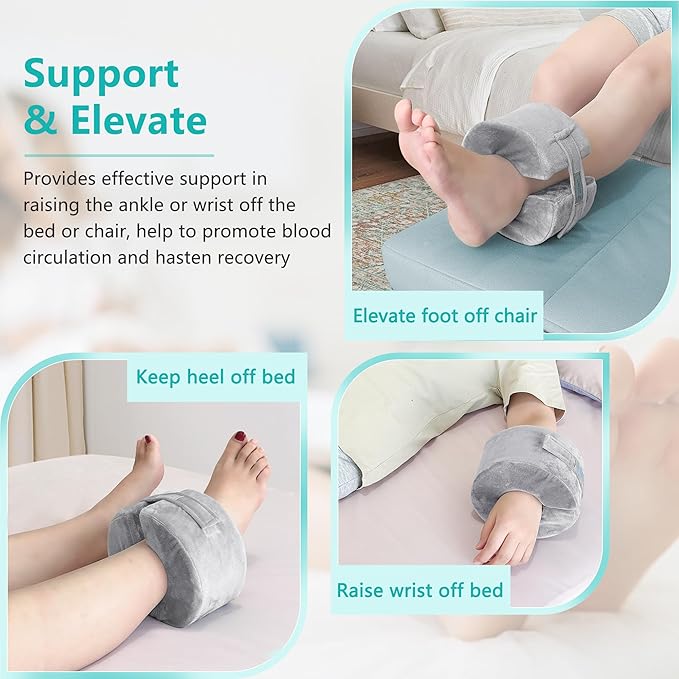 Zelen Foot Elevation Pillow Ankle Heel Elevator Wedge Foot Support Pillow Medical Ankle Cushion for Bed Sore Pressure Ulcer Sleeping Feet Leg Rest Elevated Support Foam Surgery Recovery (Small, 1PCS)