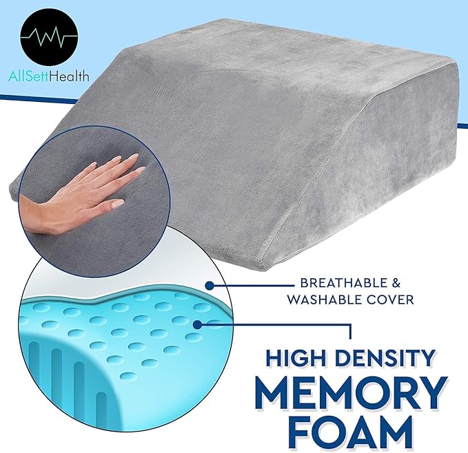 Leg Elevation Pillow - Memory Foam Leg Elevating Pillow | Leg Rest Wedge - Leg Pillow Elevation Blood Circulation | Relieves and Recovers Foot & Ankle Injuries | Foot Elevation Pillows for Swelling