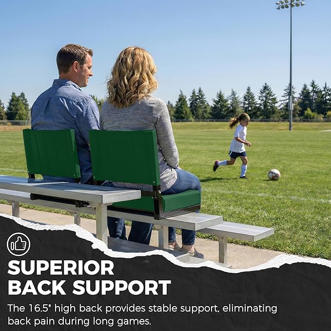 SPORT BEATS Stadium Seats with Back Support Bleacher Chairs with Back and Cushion Thick Padded Bleacher Seats Includes Shoulder Strap