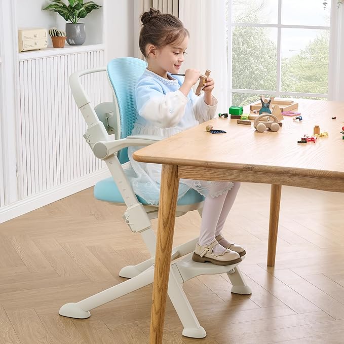 ERIYA Kids Desk Chair,Ergonomic Chair: Breathable Mesh Back, Adjustable Seat, Flip-Up Armrests, Footrest, Lumbar | Ideal for Kids, Petite Adults – Ultra-Comfy for Study/Work (Blue)
