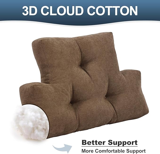 Back Pillow for Recliner Lumbar Support Pillow Soft and Fluffy Back Support Cushion Thick Lumbar Cushion for Chairs, Recliners,Sofa, Couch and Bed for Pain Relief Brown