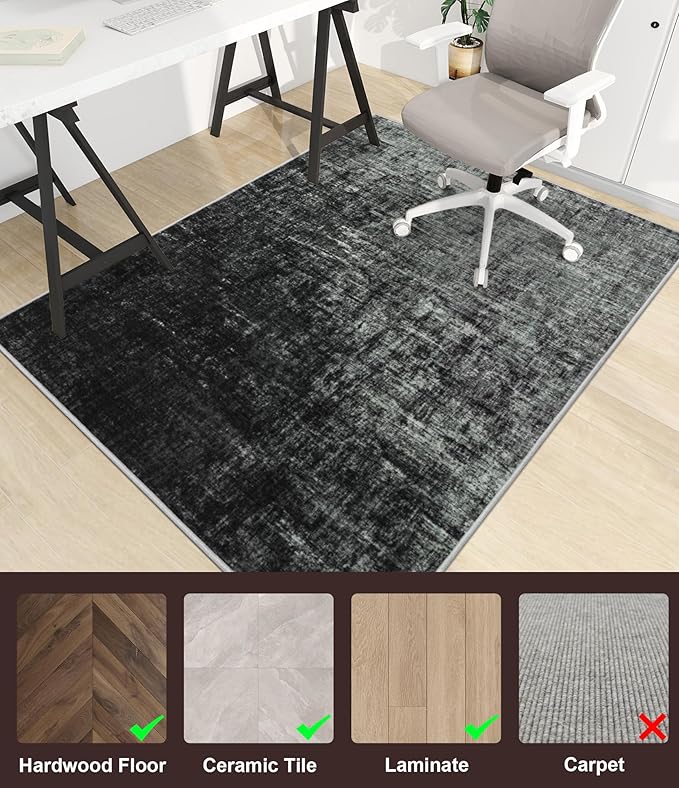 chakme Office Chair Mat for Hardwood Floor, 60"x45" Easy Glide Computer Desk Mat Protector for Rolling Chair Under Desk Rug Nonslip Backing, Machine Wash, (Abstract)