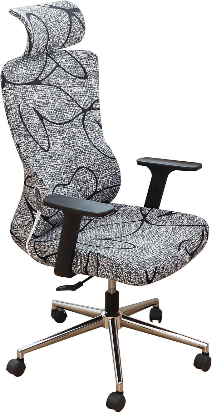 Ergonomic Office Chair Covers Set with Headrest Cover Printed 2 Pieces Stretch Desk Computer Office Chair and Headrest Slipcovers Washable