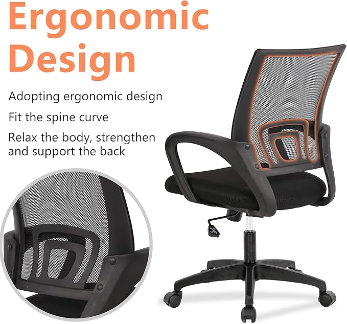 PayLessHere Home Office Chair Desk Computer Chair Adjustable Ergonomic Lumbar Support Armrest Executive with High Density Mesh 360 Degree Swivel for Adults,Black