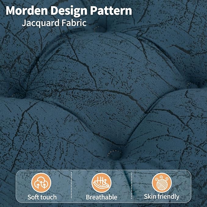 Marble Pattern 3" Chair Cushion for Dining Chair, Filling Bite-Size Memory Foam U-Shaped Seat Cushions for Kitchen Chairs, Non-Slip Indoor Chair Pad with Ties, 1 PCS, Blue