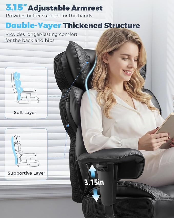 GTPLAYER Big and Tall Gaming Chair Ergonomic Heavy Duty Office Chair Racing Seat with Adjustable Lumbar Pillow Footrest 150° Reclining Thickened Armrests Breathable Mesh for Esports/PC Gaming