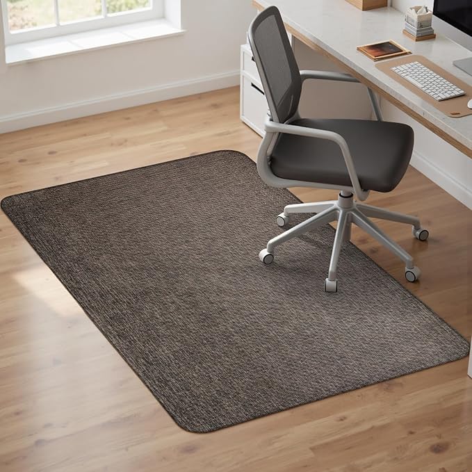 Sycoodeal Office Chair Mat for Hardwood & Tile Floor,Computer Gaming Chair Mat for Rolling Chairs Non-Curve, Anti-Slip, Heavy Duty Floor Protector for Home Office,Dark Coffee (40" x 48")