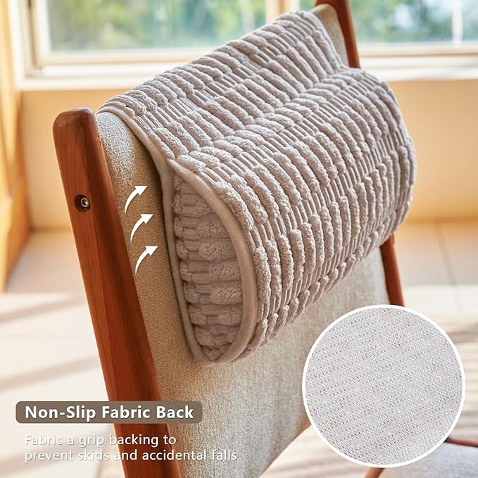 Headrest and Support Pillow,Recliner Pillow for Neck, Head, or Foot for Office or Massage Chairs, Neck Pain Relief and Cervical Support. Nonslip, Removable Cover(Khaki, 5.5" Wx13 Lx3 H)