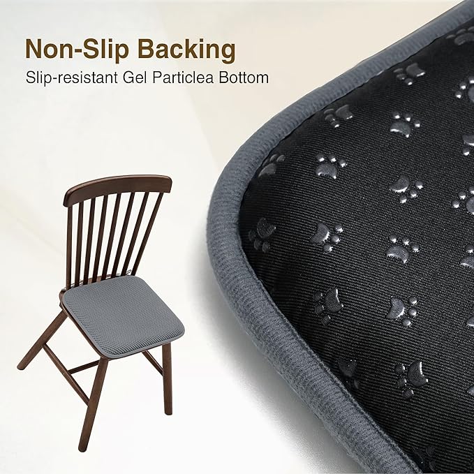 puredown® Chair Cushions for Dining Chairs, Set of 4 Memory Foam Seat Cushions with Non-Slip Backing & Ties, 16" x 16" x 1.5", Comfortable & Supportive Dining Chair Pads for Kitchen, Grey
