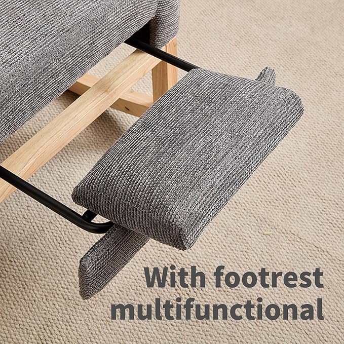 40" Fabric Nursing Rocking Chair, Nursery Chairs with Adjustable Foot Rest, High Backrest Upholstered Arm Chair with Side Pockets, Wood Rocking Chair for Living Room, Bedroom, Baby Room (Dark Gray)