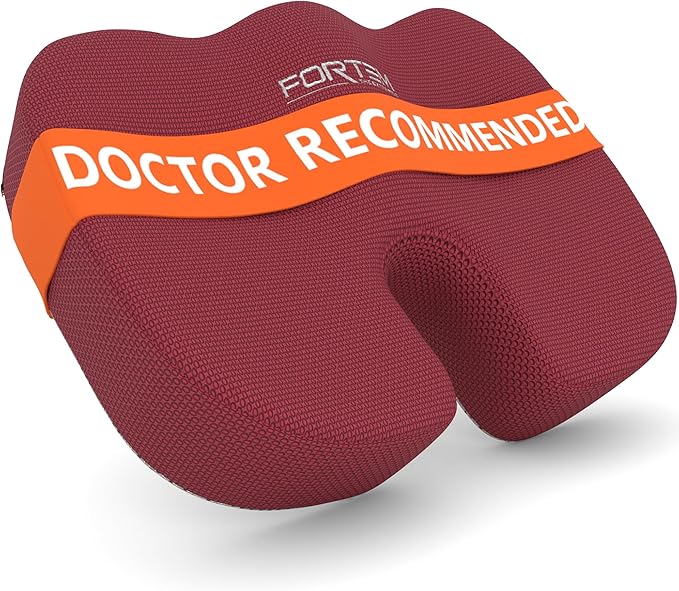 FORTEM Seat Cushion, Office Chair Cushion, Memory Foam Car Seat Cushions, Sciatica Coccyx Tailbone Pain Relief, Chair Cushions for Back Support, Sitting Pad for Gaming, Washable Cover, Non Slip