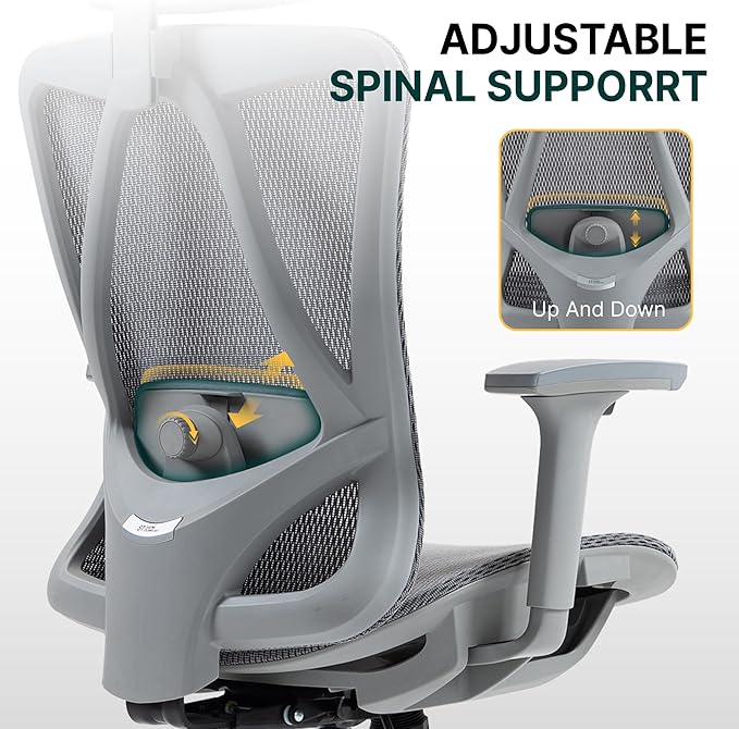 Ergonomic Mesh Office Chair, 3D Adjustable Armrests Desk Chair with 360° Swivel Silent Casters, 90°-120° Reclining Backrest Adjustable Gaming Chair for Home Office