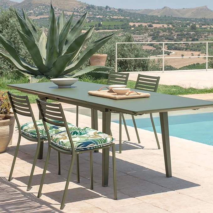 DYTXIII Set of 4 Outdoor Chair Cushions with Ties,Water Repellent Patio Chair Pads 17"x 16" for Outdoor Furniture,Round Corner Seat Cushions for Garden Yard Kitchen Lush Leaf Green