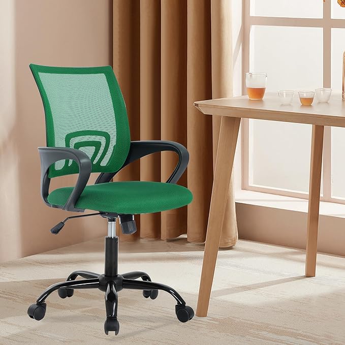 PayLessHere Office Computer Chair Ergonomic Cheap Desk Chair Adjustable Comfortable Mid Back Task Rolling Swivel with Lumbar Support for Home Office (Pack of 2, Green)