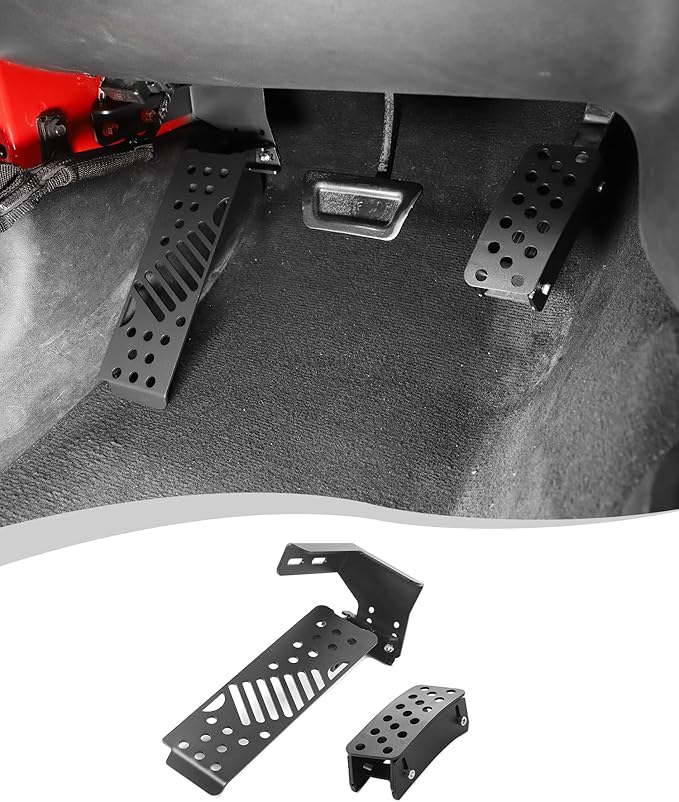 Dead Pedal & Gas Pedal Extender Cover Fits for Jeep Wrangler JK JKU 2007-2017 Left Side Foot Rest Kick Panel and Adjustable Driver Foot Rest Pad