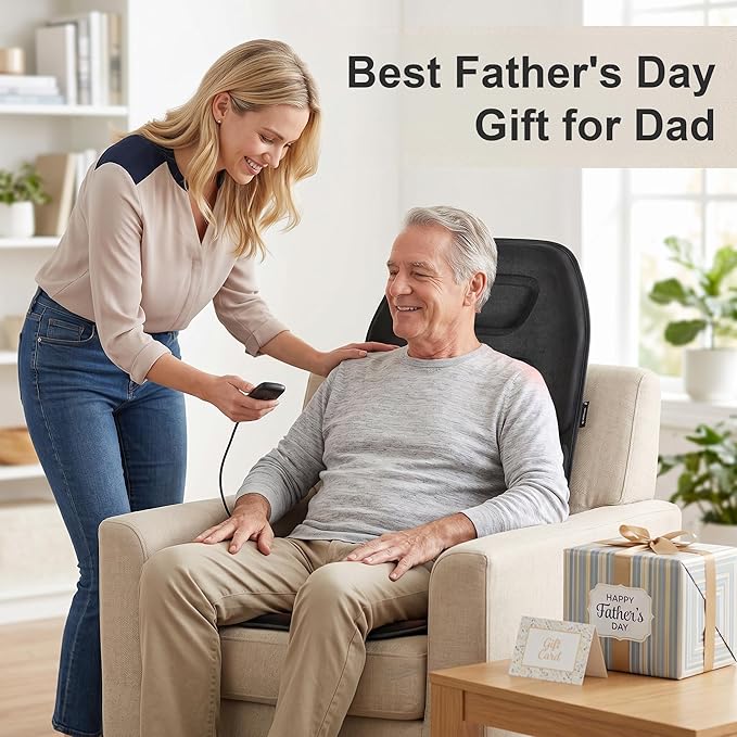 COMFIER Vibration Back Massager Seat Cushion with Heat,Father Day Dad Gifts for Men,10 Motors Massage Chair Pad,Chair Massager for Pain Relief at Office/Home