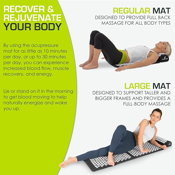 ProsourceFit Acupressure Mat and Pillow Set for Back/Neck Pain Relief and Muscle Relaxation