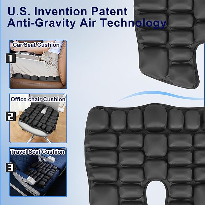 Travel seat Cushion with Built-in Pump,Airplane Seat Cushion-Inflatable Travel Cushion for Long Flights,Portable Inflatable Pad,Coccyx Tailbone Pain Relief Chair Pad (H-Shape)