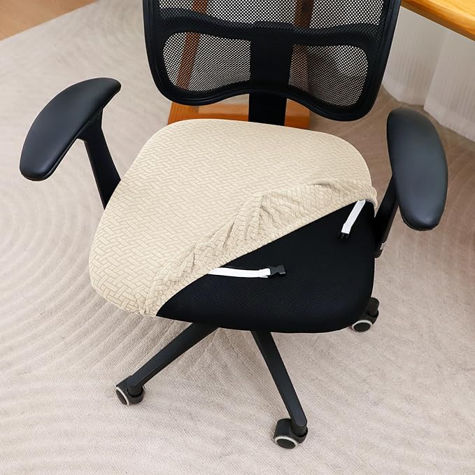 FORCHEER Waterproof Office Chair Seat Cover 20x20 1 Piece Strechable Jacquard Mesh Office Chair Seat Slipcover for Desk Chair Washable Replacement