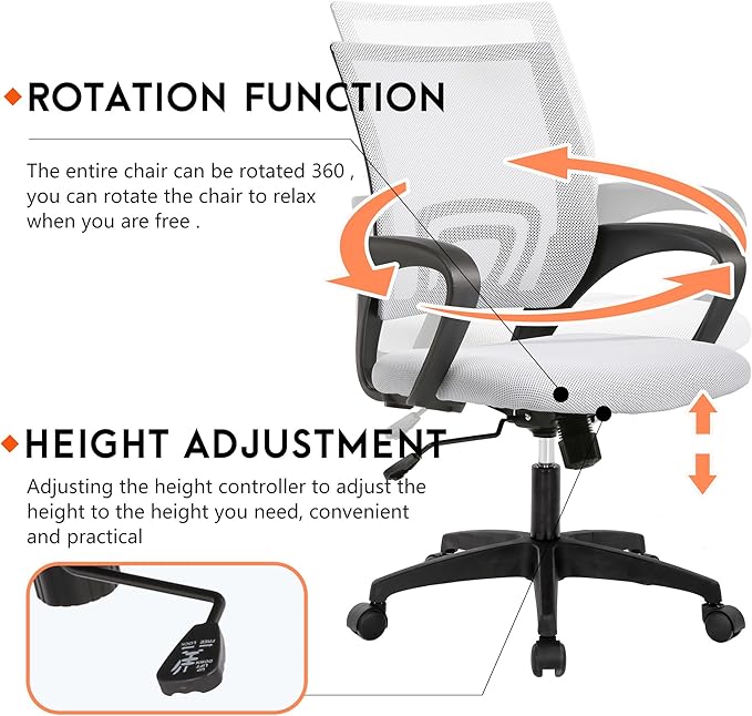 PayLessHere Home Office Chair Desk Computer Chair Adjustable Ergonomic Chair Lumbar Support Armrest Executive with High Density Mesh 360 Degree Swivel Chair for Adults Chair (Pack of 1, Beige)