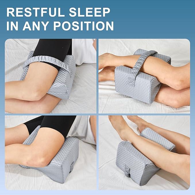 UJPFEO Knee Pillow for Side Sleepers, Leg Pillow for Sciatica, Back, HIPS, Knees, Joints Pain Relief,Pillows for Between Legs While Sleeping Spine Alignment Support & Relieves Pressure,Cooling Gray