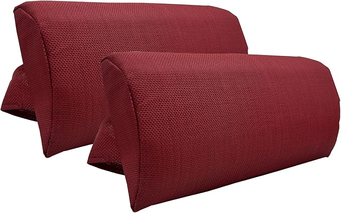 Zero Gravity Chair Set of 2 Replacement Pillow Headrest with Elastic Band, Universal Soft Removable Padded Cushion Head Pillow for Zero Gravity Lounge Chair, Folding Patio Lawn Recliner Chair, Red