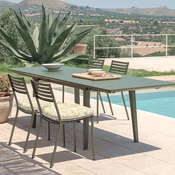 DYTXIII Set of 4 Outdoor Chair Cushions with Ties,Water Repellent Patio Chair Pads 17"x 16" for Outdoor Furniture,Round Corner Seat Cushions for Garden Yard Kitchen Tropical Leaf Oat