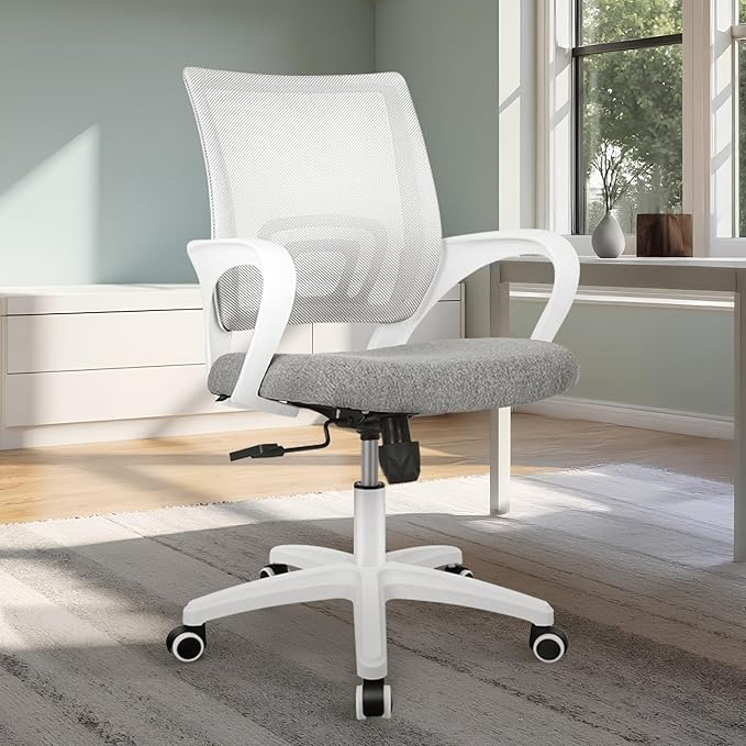 ETONEX Office Chair with Ergonomic Mid Back Cushion Lumbar Support Adjustable Swivel Rolling Computer Gaming Desk Chair Comfy Mesh Seat Wheels Home Executive Use (1, Grey)