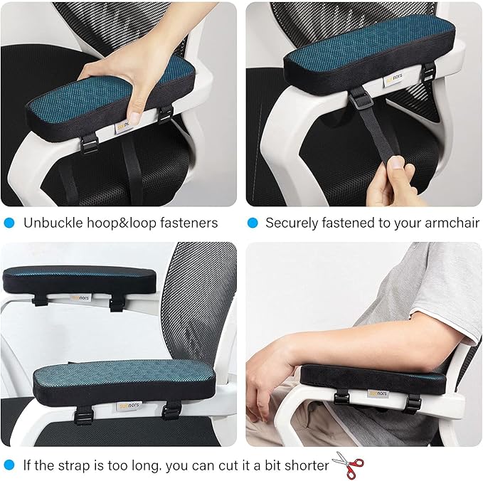 Chair Armrest Cushions Cooling Gel Office Chair Armrest Pads Comfy Gaming Chair Arm Rest Covers for Elbows and Forearms Pressure Relief(Set of 2)