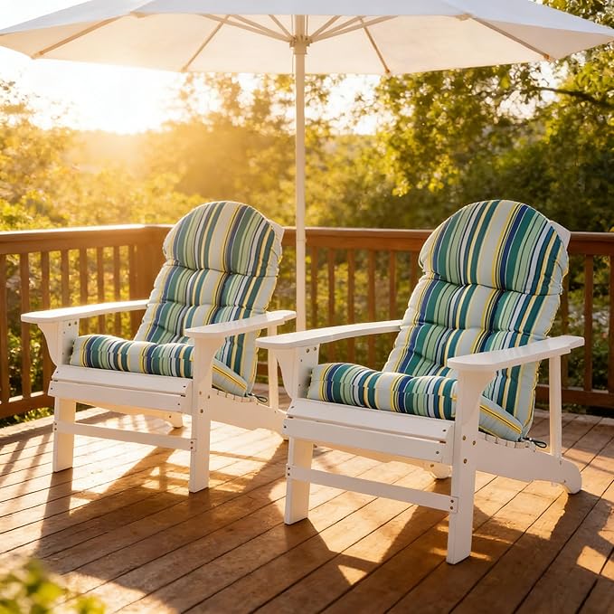 Enipate Weather Resistant Adirondack Chair Cushions Set of 2, High Back Rocking Chair Cushion, Indoor Outdoor Patio Tufted Thicken Lounge Cushion Seat Pads