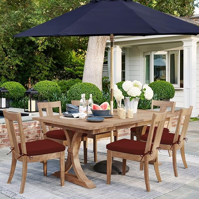 HARBOREST Outdoor Chair Cushions Set of 6, Water Resistant Patio Chair Cushions with Ties, Outdoor Seat Cushions for Patio Furniture, 17"x16"x2", Burgundy