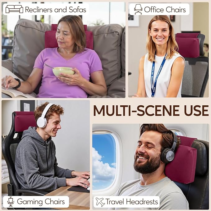 Neck Pillow for Recliner Chair, 14" Adjustable Recliner Pillow for Headrest, Soft Velvet Weighted Back Non-Slip Head Pillow for Recliner, Couch, Chair, Sofa
