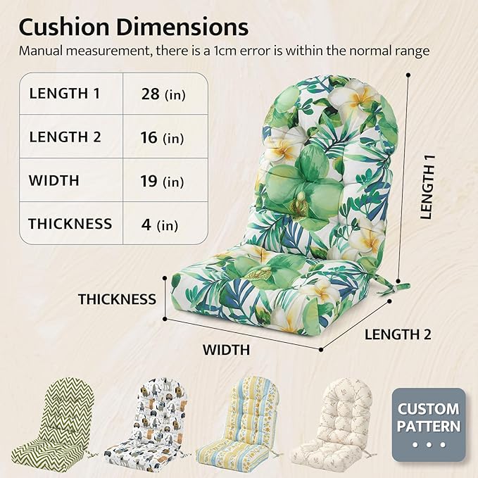 mudilun Adirondack Chair Cushions Non-Slip Indoor Rocking Chair Cushion with Ties Tufted Adirondack Chair Pads for Bedroom Living Room Porch Rocker