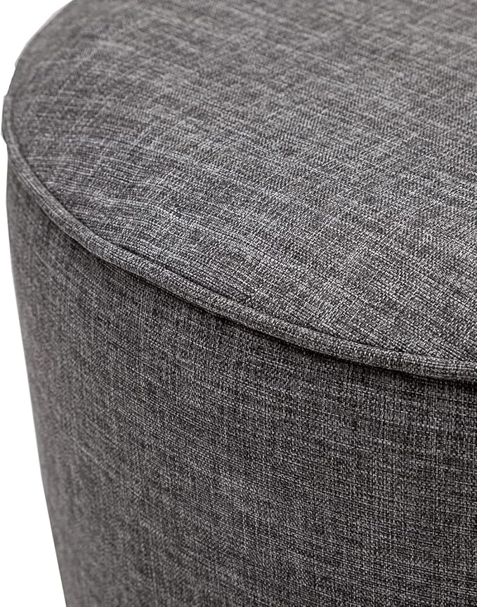 QILLOWAY Inflatable Outdoor Ottoman for Patio, Waterproof Round Pouf, Inflatable Foot Rest, Outdoor Footstool for Poolside, Garden，Camping,Charcoal Grey,Black